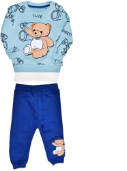 Compleu 2 piese pantaloni si bluza pentru baieti Mini Junior COMP-MJ35 Albastru 
