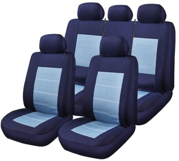 Huse Scaune Auto RoGroup Blue Jeans cu fermoare pentru bancheta rabatabila 9 Bucati 