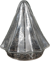 Brad Craciun sticla metal argintiu cu led 14x16 cm 