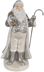 Figurina Mos Craciun polirasina alba argintie 11x9x20 cm 