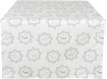 Traversa masa bumbac alb gri Catelusi 50x140 cm 