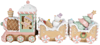 Trenulet Craciun polirasina multicolora 45x12x19 cm 
