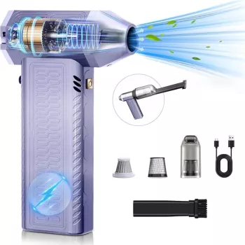 Suflanta Aer si Aspirator Fara Fir Turbo Fan 2 in 1 portabila 200W 130000 RPM Baterie 8000 mAh pentru Indepartare Praf PC Tastatura