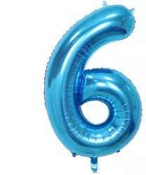 Balon din Folie Flippy Cifra 6 81 cm Pentru Aer sau Heliu Bulk Albastru 