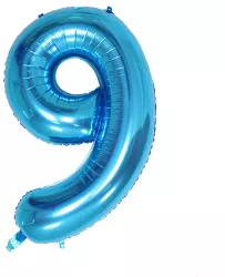 Balon din Folie Flippy Cifra 9 81 cm Pentru Aer sau Heliu Bulk Albastru 