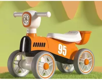 Bicicleta fara pedale pentru copii Flippy cu lumini si muzica 4 roti varsta 1-3 ani material PP 63 x24 x41 cm portocaliu Resigilat 