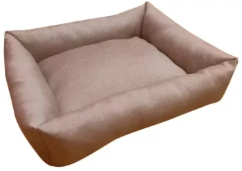 Culcus Dreptunghiular moale cu perna pentru caine/pisica culoare Maro impermeabil baza antiderapanta 64x45cm 
