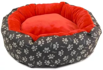 Culcus moale cu perna pentru caine/pisica culoare roz impermeabil baza antiderapanta 50 cm 