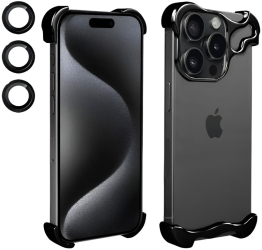 Husa Metalica Compatibila cu iPhone 15 Pro Protectie pentru Colturile Telefonului si Camera Lentile pentru Obiective Aliaj Antisoc Anti 