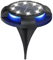 Lampa solara LED tip spot pentru gradina cu 4 leduri laterale multicolore si 8 leduri principale alb rece IP65 material ABS baterie 2V