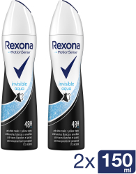 Pachet x2 Deodorant antiperspirant spray Rexona Invisible Aqua 150 ml 