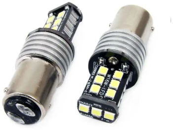 Set becuri auto cu LED CANBUS compatibil P21/5W BA15D 15 SMD 7.5W Alb 12/24V- destinat competitiilor auto sau off-road 