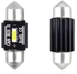 Set becuri auto cu LED CANBUS sofit compatibil C5W 1 SMD 31mm Alb 12/24V- destinat competitiilor auto sau off-road 