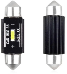Set becuri auto cu LED CANBUS sofit compatibil C5W 1 SMD 36mm Alb 12/24V- destinat competitiilor auto sau off-road 