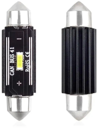 Set becuri auto cu LED CANBUS sofit compatibil C5W 1 SMD 41mm Alb 12/24V- destinat competitiilor auto sau off-road 
