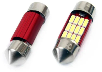 Set becuri auto cu LED CANBUS sofit compatibil C5W 12 SMD 31mm Alb 12/24V- destinat competitiilor auto sau off-road 