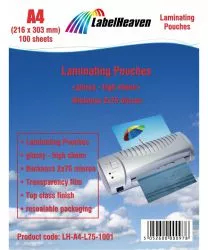 Folie de Laminare 75 Microni LabelHeaven A4 216x303 mm 100 Coli 