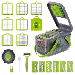 Razatoare multifunctionala cu 22 de piese pentru legume si fructe verde
