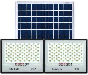 Set 2 proiectoare LED cu Panou Solar Senzor de miscare Telecomanda Waterproof 3222 LED-uri incorporate 200W 3024 cm IP67 Design 