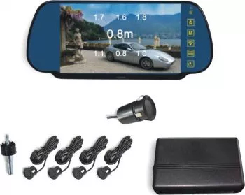 Sistem parcare oglinda 7inch cu afisaj senzori parcare si camera marsarier unghi 170