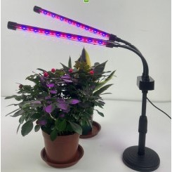 Lampa UV pentru crestere plante Flippy cu USB 5W 2 capete lumina mov 48 LED-uri 9 nivele timer ajustabila pana la 65 cm 