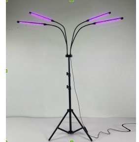 Lampa UV pentru cresterea plantelor Flippy cu picior ajustabil pana la 2m 4 capete 30W 108 LED-uri lumina uv mov 