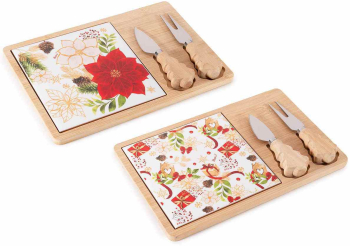Set 2 platouri 2 cutite 2 furculite Craciun 26.5x17 cm 13.5 cm 