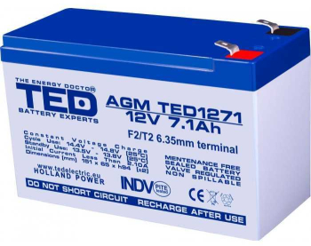 Acumulator AGM VRLA 12V 7.1A 151x65x95mm F2 TED Holland 