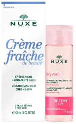 Set Crema faciala hidratanta 30 ml + Apa micelara pentru ten 50 ml Nuxe Creme Fraiche de Beaute Crema Rica
