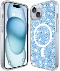 Husa pentru iPhone 15 Plus - Techsuit Sparkly Glitter MagSafe - Blue 