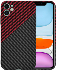 Husa Super Slim pentru iPhone 11 Marmalis Carbon FiberShell Negru/Rosu 