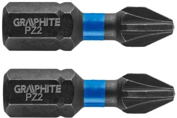 Varfuri biti de impact PZ2 1/4 set 2 buc PZ2x25 mm Graphite 