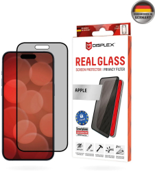 Folie pentru iPhone 16 - Displex Real Glass Privacy Full Cover - Black