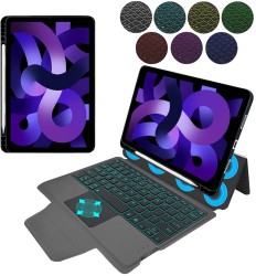 Husa cu Tastatura pentru iPad Air 4 2020 /Air 5 2022 /Air 11A 2024 - Techsuit KeyTab Pro - Black 