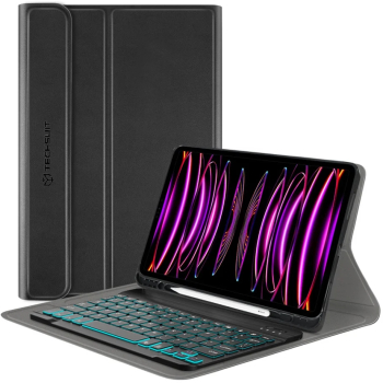 Husa cu Tastatura pentru iPad Pro 12.9 2018/2020/2021/2022 /A Air 13 2024 - Techsuit CozyTab Case - Black 