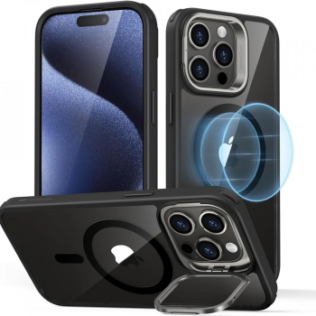 Husa pentru iPhone 15 Pro Max - ESR Classic Hybrid HaloLock Kickstand - Clear Black 
