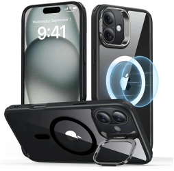 Husa pentru iPhone 16 - ESR Classic Hybrid HaloLock Kickstand - Clear Black 