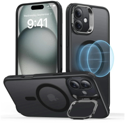 Husa pentru iPhone 16 - ESR Classic Hybrid HaloLock Kickstand - Frosted Black 