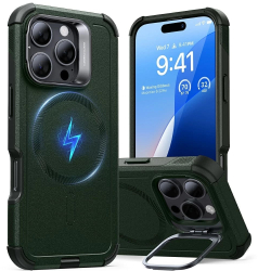 Husa pentru iPhone 16 Pro - ESR Cyber Armor Kickstand - Green 
