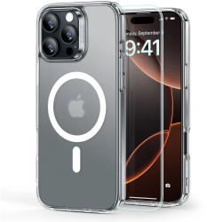Husa pentru iPhone 16 Pro + Folie - ESR Classic Hybrid HaloLock - Frosted Clear 