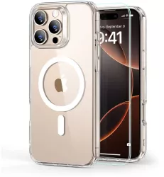 Husa pentru iPhone 16 Pro Max + Folie - ESR Classic Hybrid HaloLock - Clear 