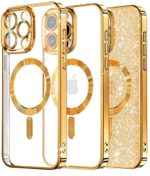 Husa pentru iPhone 16 Pro - Techsuit Luxury Glitter MagSafe - Gold 