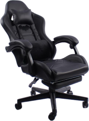 Scaunul Gaming B216 negru cu suport picioare PIELE ECOLOGICA