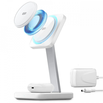 Statie de Incarcare iPhone MagSafe AirPods - ESR CryoBoost HaloLock - Arctic White 
