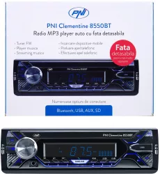 RADIO MP3 PLAYER AUTO PNI CLEMENTINE 8550BT FATA DETASABILA 4X45W 12V 1 DIN CU SD USB AUX RCA 