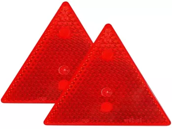 Set 2 triunghiuri de avertizare reflectorizante pentru remorci culoare rosie dimensiune 15 x 15 cm 