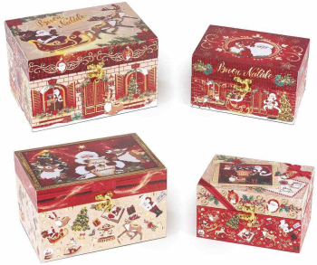 Set 4 cutii decor Craciun 20x14x12 cm 16x11x9 cm 