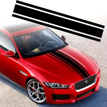 Sticker autoadeziv Tuning model Triple Stripes dimensiune 125 x 22 cm culoare Neagra 