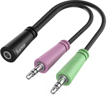 Adaptor audio Hama 2 x stecher jack 3.5 mm 3 pini - priza jack 3.5 mm 4 pini Negru 