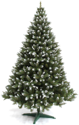 Brad Artificial de Craciun Molid HollySilver cu Fructe Argintii Verde cu Varfuri Albe 150cm 